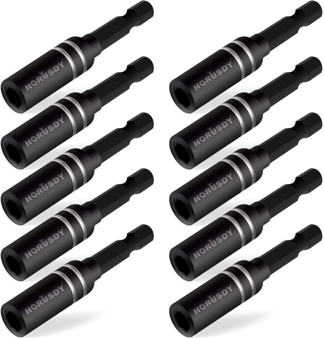 10Pc Magnetic Extension Socket Drill Bit Holder 1/4″ Hex Screwdriver Nut Driver