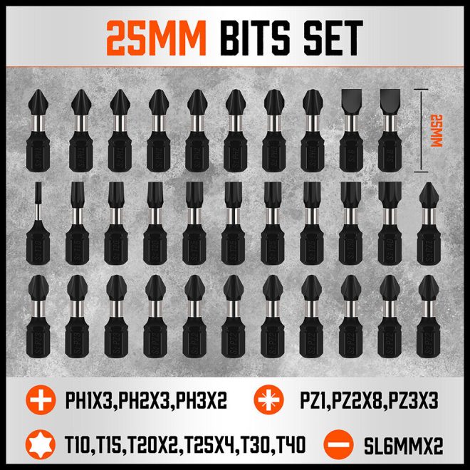 42Pc Impact Screwdriver Bit Set Magnetic Drill Holder Socket Drilling Adapter