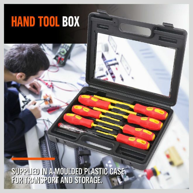 8Pc Insulated Screwdriver Set Magnetic Slotted Phillips Electricians With Case