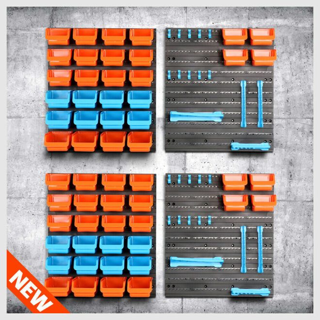 86Pc Wall Mounted Parts Storage Bins Tool Holder Rack Workshop Organiser