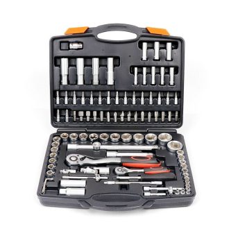 94Pc Socket Ratchet Wrench Set Screwdriver Bits Extension Torx Hex 1/4″ 1/2″ Dr.