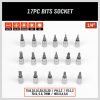 94Pc Socket Ratchet Wrench Set Screwdriver Bits Extension Torx Hex 1/4″ 1/2″ Dr.