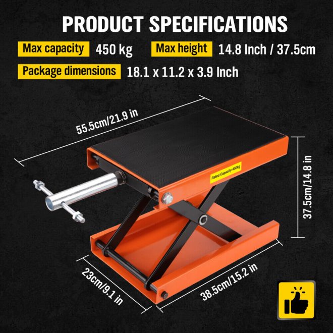 205KG Motorcycle Motorbike Lift Jack Motorcycle Stand Hoist Repair Work Bench