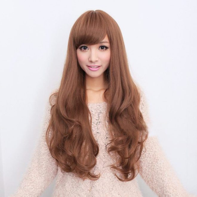 Long Wavy Curly Full Hair Wigs w Side Bangs Cosplay Costume Fancy Anime Womens – Black