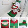 4pcs Christmas Toilet Seat Cover Rug Bathroom Set Santa Snowman Xmas Home Décor, Elf