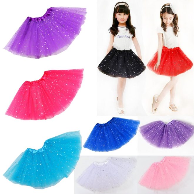 Sequin Tulle Tutu Skirt Ballet Kids Princess Dressup Party Baby Girls Dance Wear, Kids – Aqua