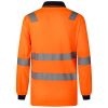 HI VIS Long Sleeve Workwear Shirt w Reflective Tape Cool Dry Safety Polo 2 Tone, Fluoro Orange / Navy – S