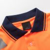 HI VIS Long Sleeve Workwear Shirt w Reflective Tape Cool Dry Safety Polo 2 Tone, Fluoro Orange / Navy – S