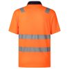 HI VIS Short Sleeve Workwear Shirt w Reflective Tape Cool Dry Safety Polo 2 Tone, Fluoro Orange / Navy – XS