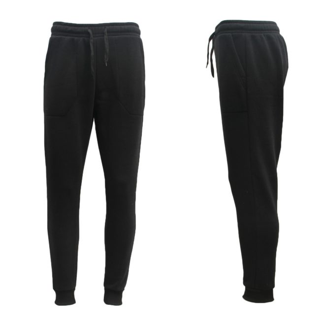 Mens Unisex Fleece Lined Sweat Track Pants Suit Casual Trackies Slim Cuff XS-6XL – S, Black