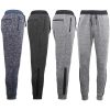 Mens Joggers Trousers Gym Sport Casual Sweat Track Pants Cuffed Hem w Zip Pocket, Light Grey – S