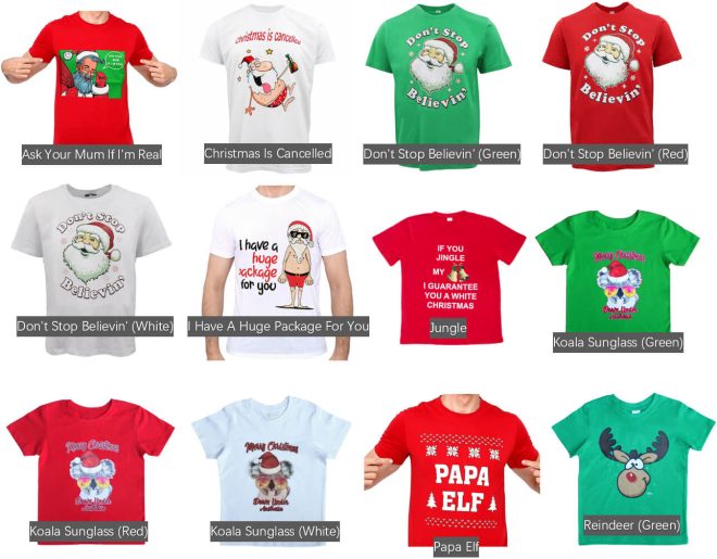 New Funny Adult Xmas Christmas T Shirt Tee Mens Womens 100% Cotton Jolly Ugly, Santa Surf (Red) – M