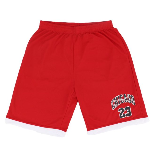 Men’s Basketball Sports Shorts Gym Jogging Swim Board Boxing Sweat Casual Pants, Red – Chicago 23 – S