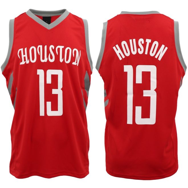 New Men’s Basketball Jersey Sports T Shirt Tee Vest Tops Gym Chicago Los Angeles, Red – Houston 13 – S