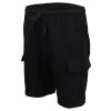 Men’s Cargo Shorts 4 Pockets Cascual Work Trousers Active Pants Elastic Waist, Black – XS