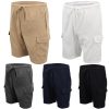 Men’s Cargo Shorts 4 Pockets Cascual Work Trousers Active Pants Elastic Waist, Black – XS