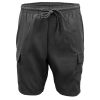 Men’s Cargo Shorts 4 Pockets Cascual Work Trousers Active Pants Elastic Waist, Black – XS