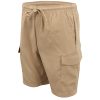 Men’s Cargo Shorts 4 Pockets Cascual Work Trousers Active Pants Elastic Waist, Khaki – XS