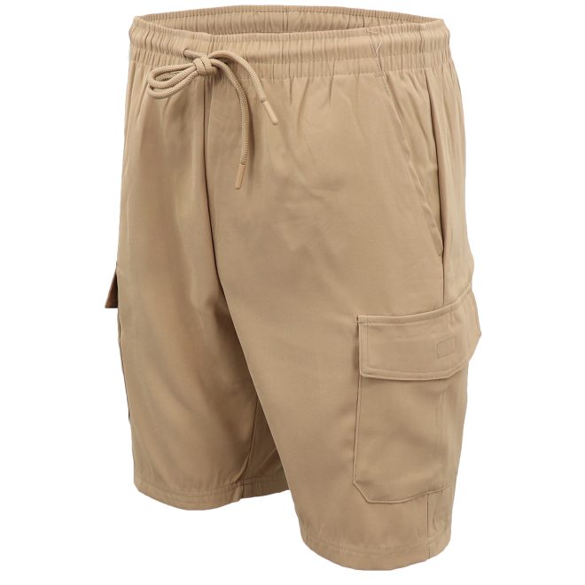 Men’s Cargo Shorts 4 Pockets Cascual Work Trousers Active Pants Elastic Waist, Khaki – XS