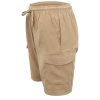 Men’s Cargo Shorts 4 Pockets Cascual Work Trousers Active Pants Elastic Waist, Khaki – XS