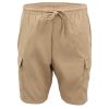 Men’s Cargo Shorts 4 Pockets Cascual Work Trousers Active Pants Elastic Waist, Khaki – XS