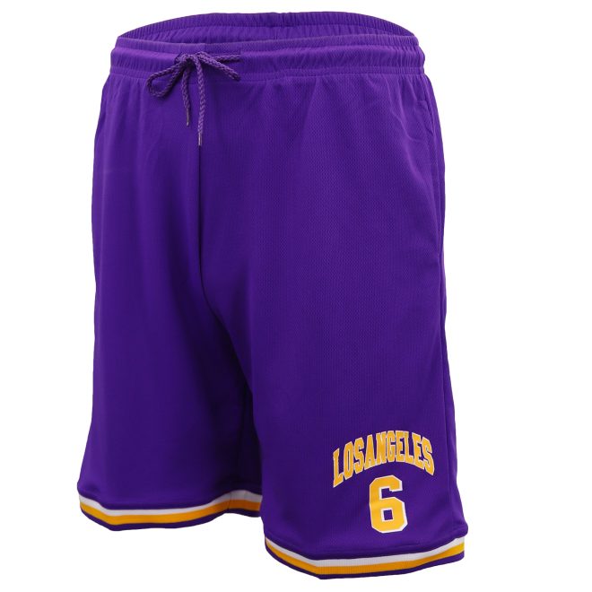 Men’s Basketball Sports Shorts Gym Jogging Swim Board Boxing Sweat Casual Pants, Purple – Los Angeles 6 – M