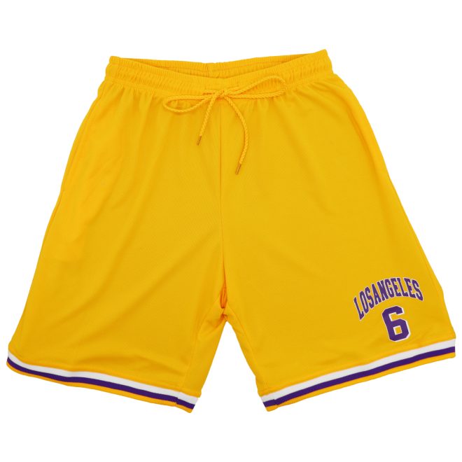 Men’s Basketball Sports Shorts Gym Jogging Swim Board Boxing Sweat Casual Pants, Yellow – Los Angeles 6 – S