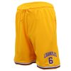 Men’s Basketball Sports Shorts Gym Jogging Swim Board Boxing Sweat Casual Pants, Yellow – Los Angeles 6 – S