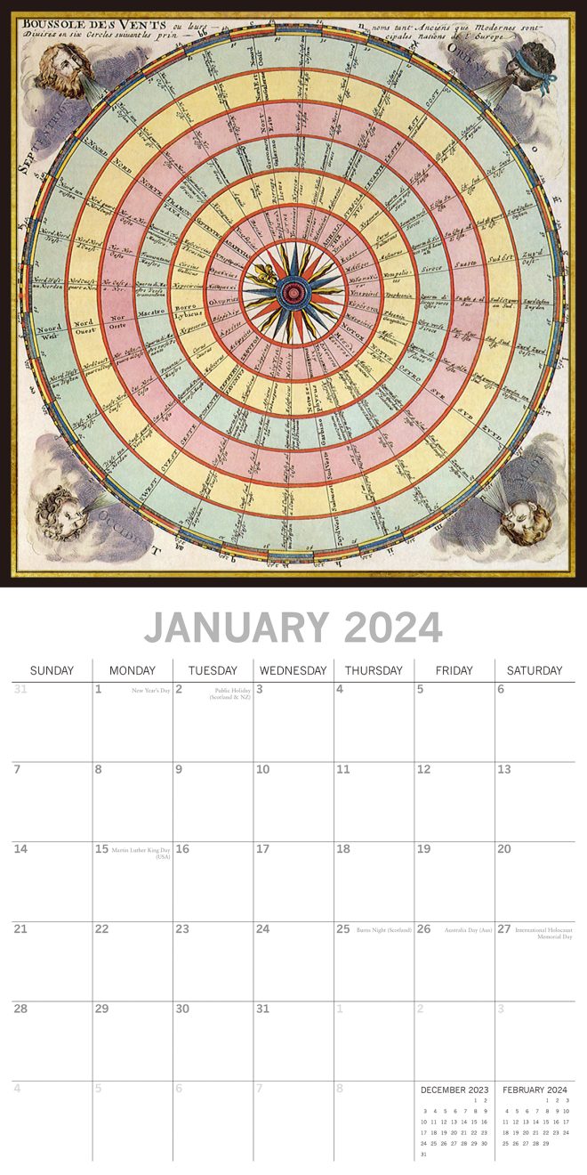 Celestial – 2024 Square Wall Calendar 16 Months Arts Planner Xmas New Year Gift