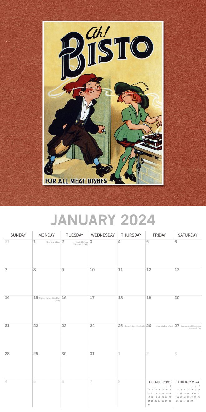 Classic Advertising – 2024 Square Wall Calendar 16 Months Arts Planner New Year