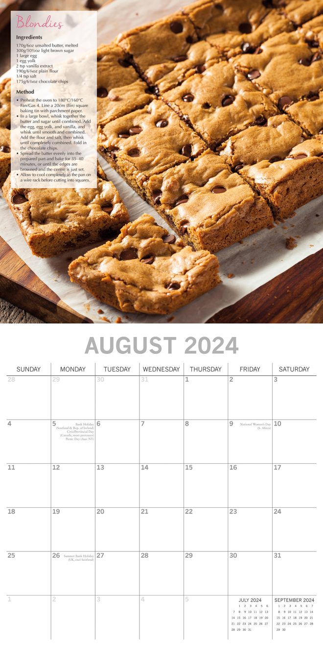 Baking – 2024 Square Wall Calendar 16 Month Food Planner w Delicious Recipes