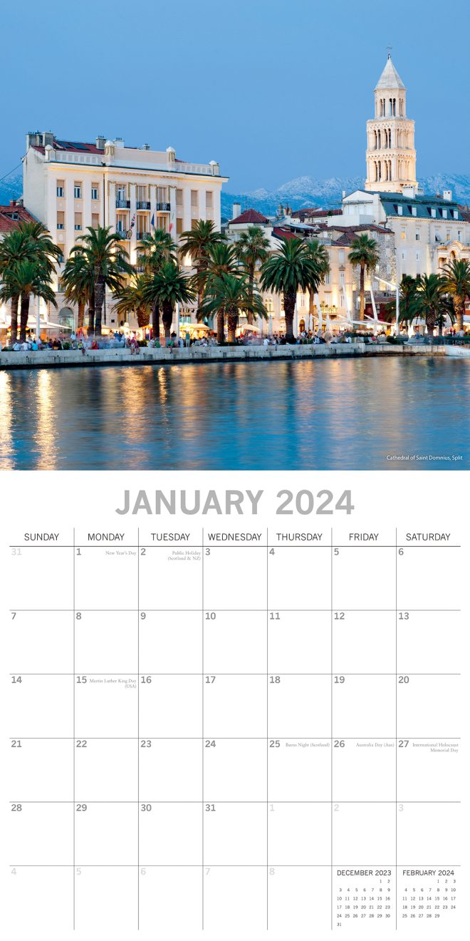 Croatia – 2024 Square Wall Calendar 16 Months Premium Planner Xmas New Year Gift