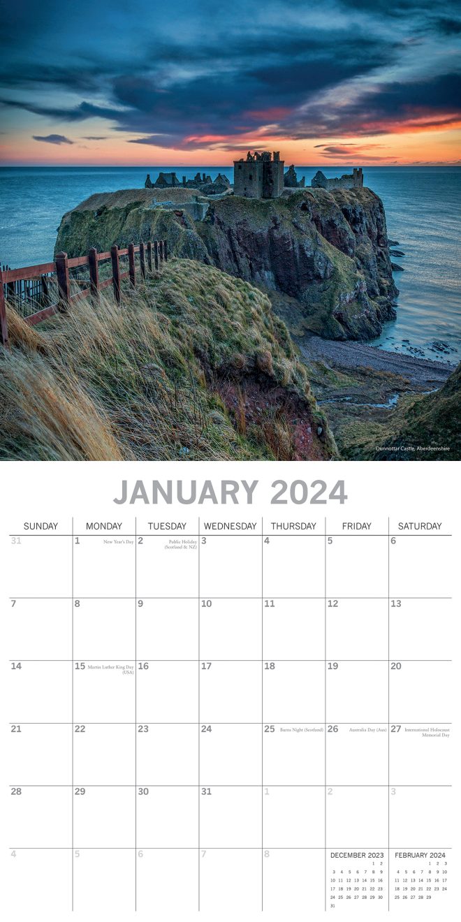 Coastlines of Britain – 2024 Square Wall Calendar 16 Months Premium Planner Gift