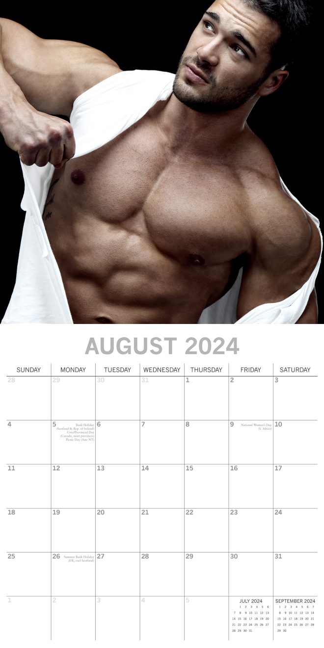 Hot Shirtless Men – 2024 Square Wall Calendar 16 Months Planner New Year Gift