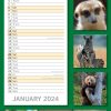 Adorable Animals 2024 Slimline Slim Wall Calendar Hanging Planner New Year Gift