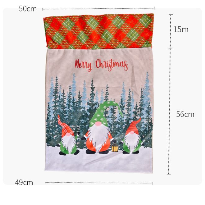 50x70cm Canvas Hessian Christmas Santa Sack Xmas Stocking Reindeer Kids Gift Bag, Cream – Faceless Santa (B)