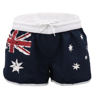 Ladies’ Women’s Board Shorts Australian Day Flag Gym Beach Aussie Swim Souvenir, Navy