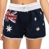 Ladies’ Women’s Board Shorts Australian Day Flag Gym Beach Aussie Swim Souvenir, Navy – 6