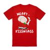 100% Cotton Christmas T-shirt Adult Unisex Tee Tops Funny Santa Party Custume, Merry Kissmyass (Red) – S