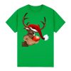 100% Cotton Christmas T-shirt Adult Unisex Tee Tops Funny Santa Party Custume, Reindeer Wink (Green) – S