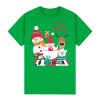 100% Cotton Christmas T-shirt Adult Unisex Tee Tops Funny Santa Party Custume, Santa Gathering (Green) – S