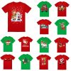 100% Cotton Christmas T-shirt Adult Unisex Tee Tops Funny Santa Party Custume, Car with Snowman (Red) – S