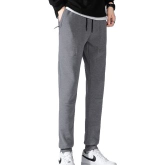 Men’s Fleece Slim Trackpant Sport Joggers w Zipped Pockets Gym Casucal Trousers, Dark Grey