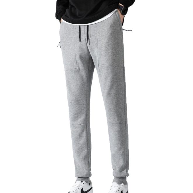 Men’s Fleece Slim Trackpant Sport Joggers w Zipped Pockets Gym Casucal Trousers, Dark Grey – XS