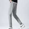 Men’s Fleece Slim Trackpant Sport Joggers w Zipped Pockets Gym Casucal Trousers, Light Grey – 3XL