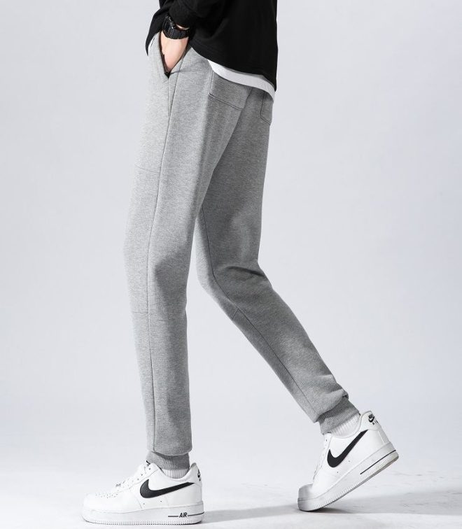 Men’s Fleece Slim Trackpant Sport Joggers w Zipped Pockets Gym Casucal Trousers, Light Grey – 3XL