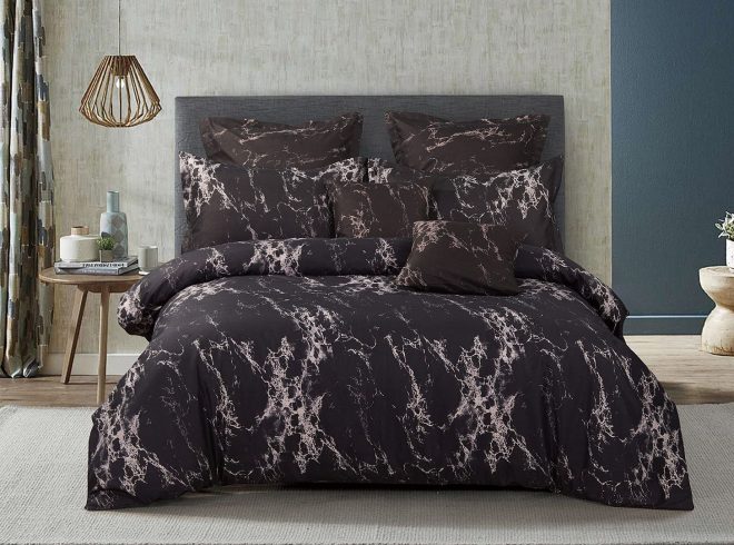 Black Marble Duvet Doona Quilt Cover Set – DOUBLE