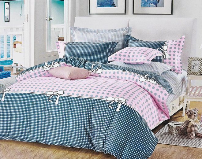 Pink Dots Bed Quilt/Doona/Duvet Doona Duvet Cover Set – DOUBLE