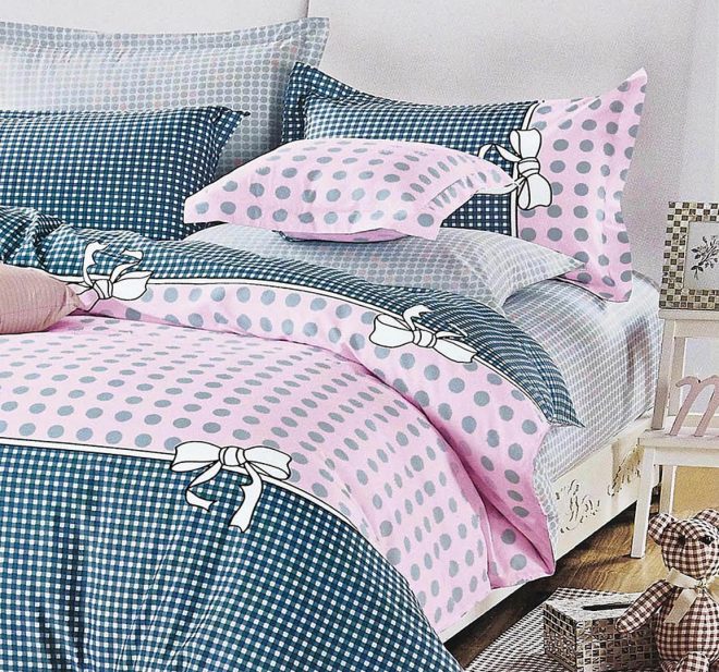 Pink Dots Bed Quilt/Doona/Duvet Doona Duvet Cover Set – DOUBLE