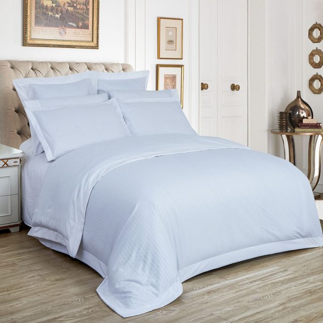 1000TC Ultra Soft Striped Duvet Doona Quilt Cover Set – KING, White